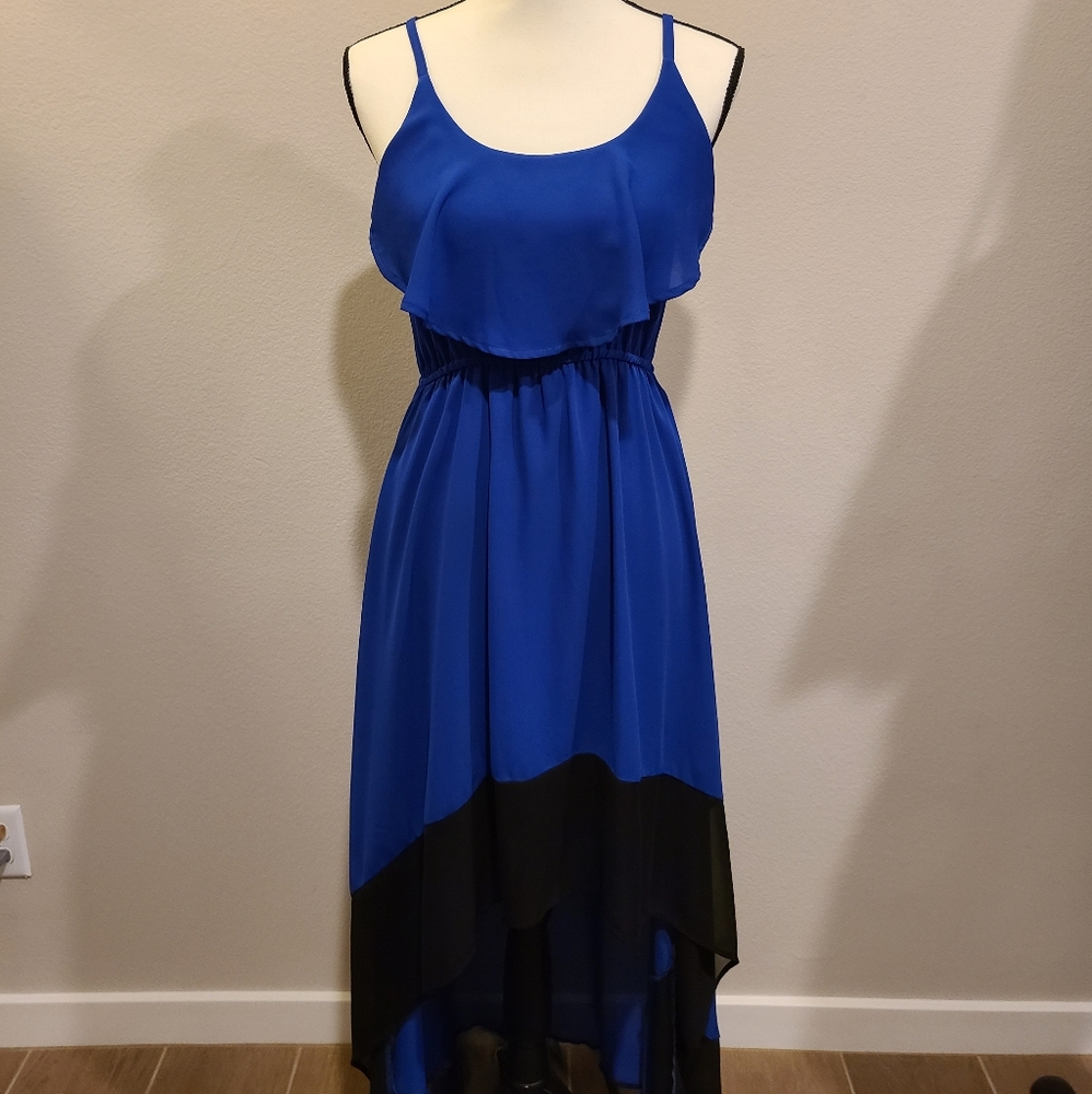 Blue and Black High Low Dress